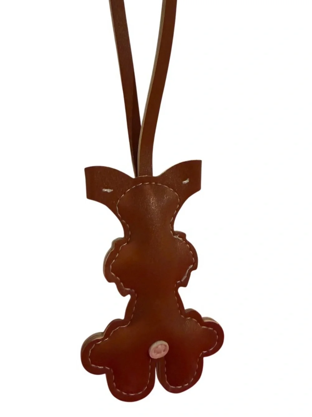 brown faux-leather Schnauzer dog bag charm and keychain